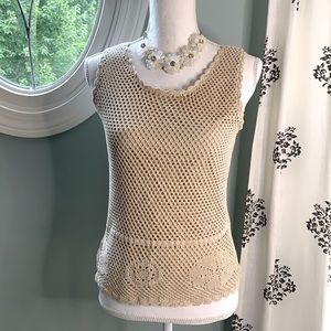 NWOT Context Sleeveless Crochet Sweater Size PM